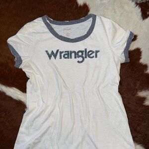 Wrangler White Tee with Gray Trim